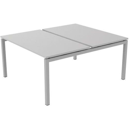 Robberechts - Bureau droit Bench 2 places 140 cm Blanc - Piétement Acier - Plateau Mélaminé 25mm - Éco-responsable