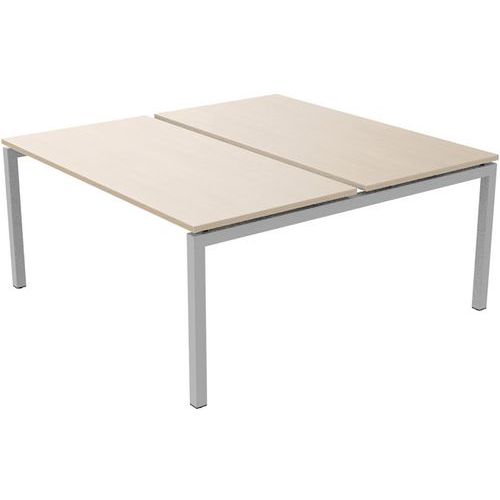 Robberechts - Bureau droit Bench 2 places 160 cm - Érable, Piétement Blanc Acier, Plateau Chêne Mélaminé, Éco-responsable