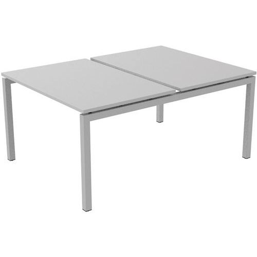 Robberechts - Bureau droit Bench 2 places 120 cm - Blanc - Piétement Acier - Plateau Mélaminé - Éco-responsable