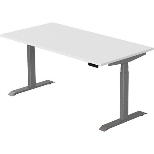 Robberechts - Bureau droit Venta 160x80cm Blanc/Gris - Hauteur réglable 65-130cm - Éco-responsable