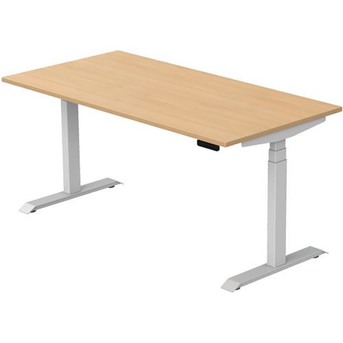 Robberechts - Bureau droit Venta L.160xP.80cm Chêne/Blanc - Hauteur réglable 65-130cm - Éco-responsable