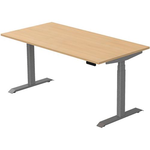 Robberechts - Bureau droit Venta L.160xP.80cm Chêne/alu - Hauteur réglable 65-130cm - Éco-responsable