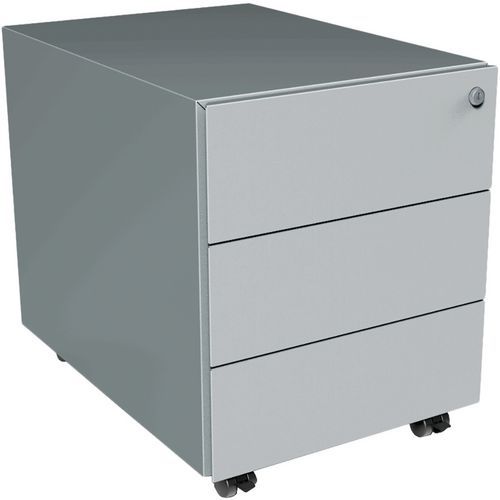 Robberechts - Caisson mobile métal 3 tiroirs Gris - Acier - Fermeture à clé - 5 roulettes - 51.4x42x60 cm