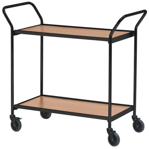 Table Roulante 2 Poignées - 2 Plateaux Chêne 800x420mm - 150 Kg