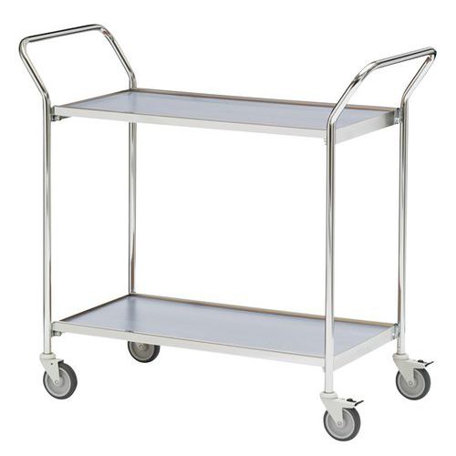 Table Roulante 2 Poignées - 2 Plateaux Gris 1000x420mm - 150 Kg