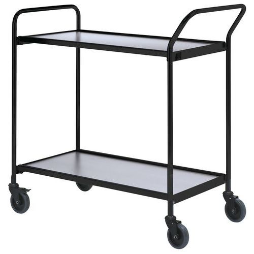 Table Roulante Noire - 2 Plateaux Gris 800x420mm - 150 Kg