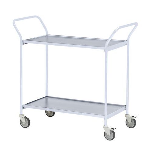 Table Roulante 2 Poignées - 2 Plateaux Gris 800x420mm - 150 Kg