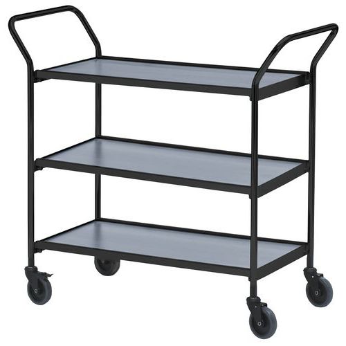 Table Roulante 2 Poignées - 3 Plateaux Gris 1000x420mm - 150 Kg