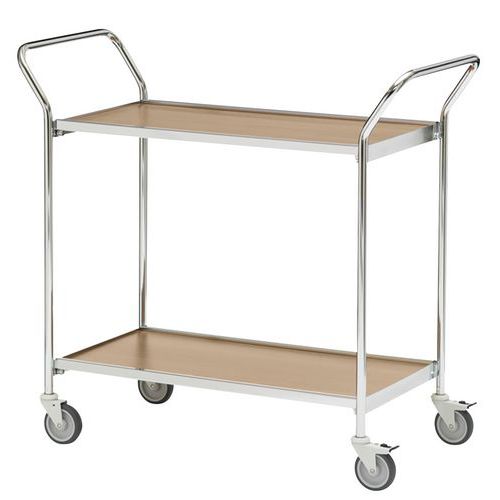 Table Roulante 2 Poignées - 2 Plateaux Chêne 1000x420mm - 150 Kg