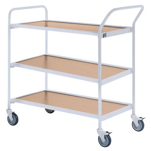 Table Roulante Grise - 3 Plateaux Chêne 1000x420mm - 150 Kg