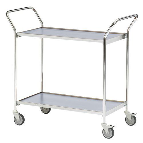 Table Roulante 2 Poignées - 2 Plateaux Gris 800x420mm - 150 Kg