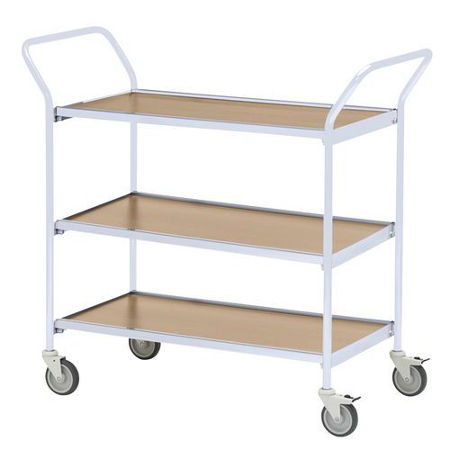 Table Roulante 2 Poignées - 2 Plateaux Chêne 1000x420mm - 150 Kg