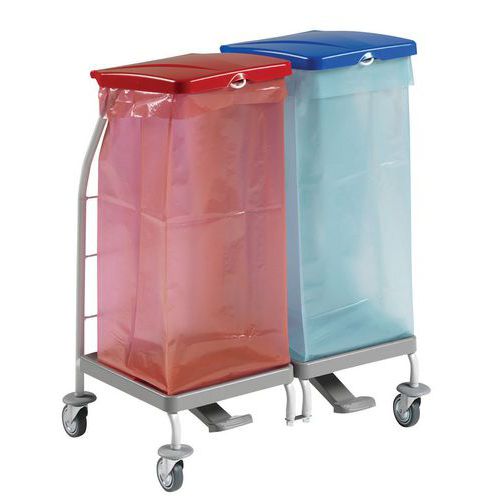 Support sac avec pédale et couvercles - 2x70L, 3x70L et 4x70L - TTS Support sac avec pédale et couvercles - 2x70L, 3x70L et 4x70L - TTS