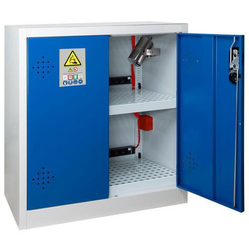 Armoire Bleue Comptoir 2 Portes 2 Étagères - Tout Équipée