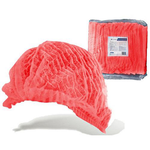 OneProtek - Charlotte jetable rouge - Polypropylène - Taille unique 53 cm - Lot de 100 - Protection tête EPI