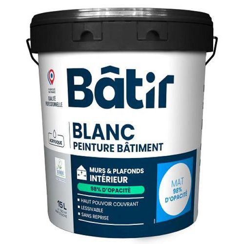 Peinture Murs Et Plafonds 98% Opacité Mat 15 L Blanc