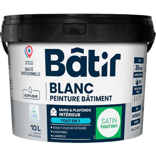 Peinture Murs Et Plafond Satin 10 L Blanc