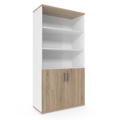 Armoire haute Viva 179x90x42cm Chêne Sonoma Blanc 5 cases 4 tablettes 25kg/tablette Rangement Spacieux
