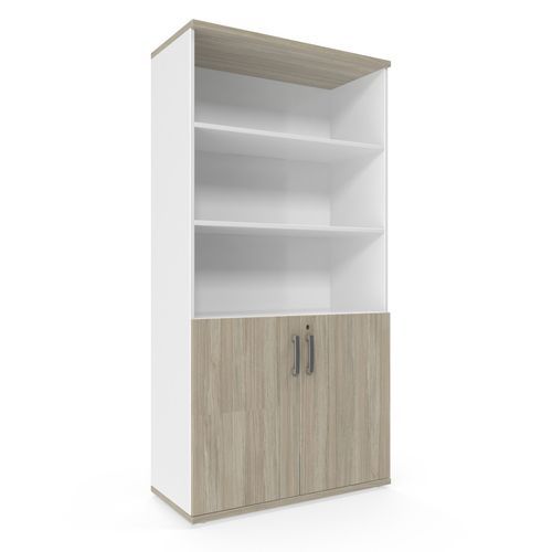 Armoire haute Viva 179x90x42 cm Chêne Huître Blanc 5 cases 4 tablettes 25kg/tablette