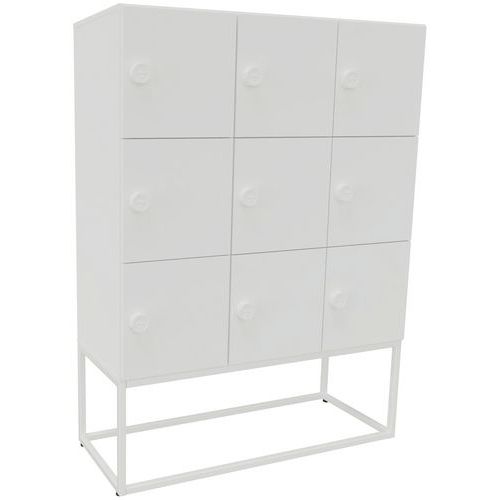 Meuble 9 Cases Kim Serrure Code Blanc/blanc