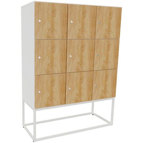 Meuble 9 Cases Kim Serrure Clé Blanc/chêne Vieilli