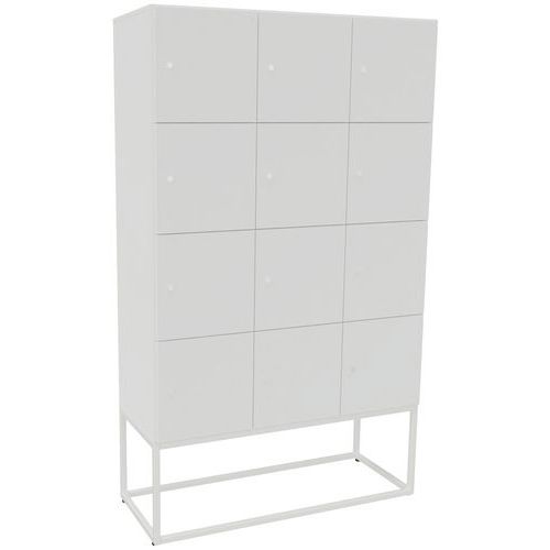 Buronomic - Meuble à casier Kim 12 cases - Blanc/Blanc - Serrure à clé - Rangement bureau éco-responsable