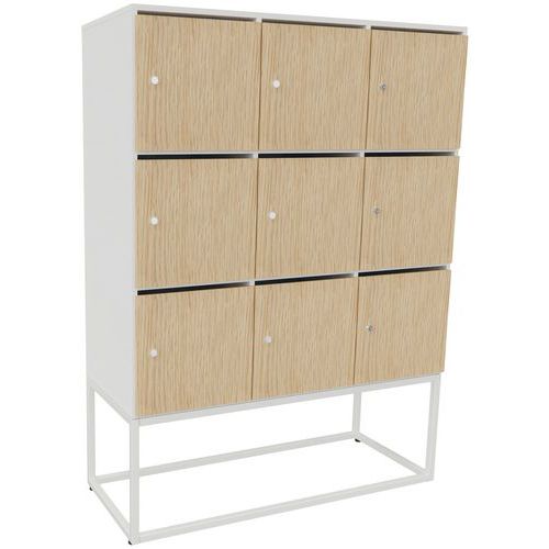 Meuble 9 Cases Kim Courrier+serrure Clé Blanc/chêne Fil