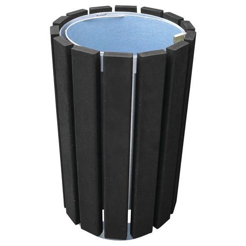 Poubelle D'extérieur Escapade Ronde Bac 70 L Cadenas Sans Couvercle Noir