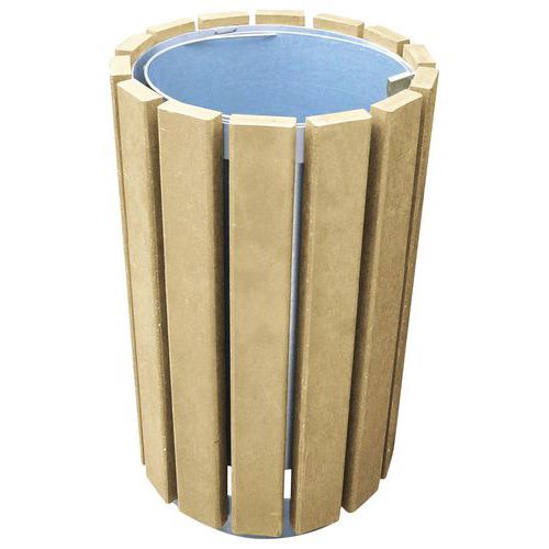 Poubelle D'extérieur Escapade Ronde Bac 70 L Cadenas Sans Couvercle Sable