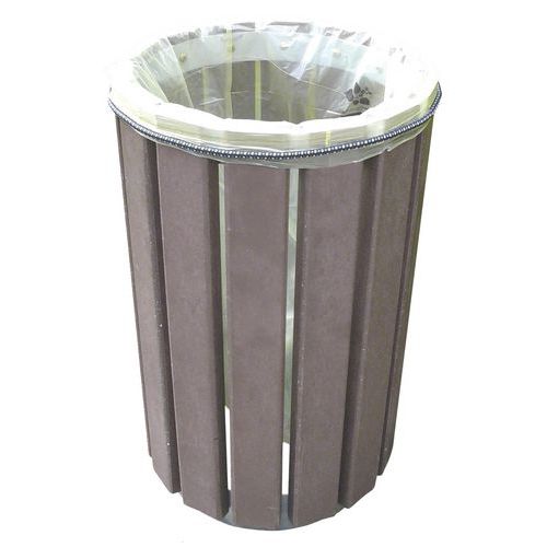 Poubelle D'extérieur Escapade Eco Ronde 90 L Fixation Par Élastique Marron