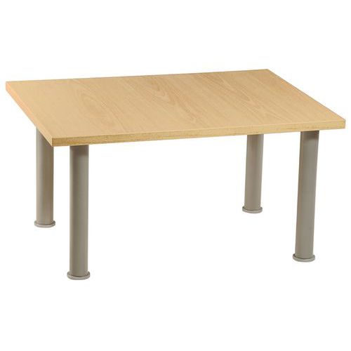 Table Basse Cosy 80x60 Piet. Gris/alu Plateau Chêne