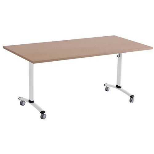 Table Pliante Axe Rectangle 140x68 Cm 9146 Hêtre/blanc