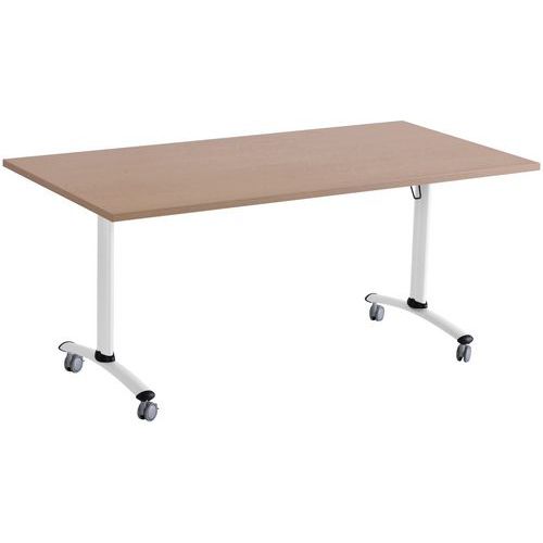 Table Pliante Axe Rectangle 140x80 Cm 9146 Hêtre/blanc