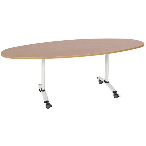 Table Pliante Axe Stratifiée Ovale 200x90 Cm Hêtre/blanc