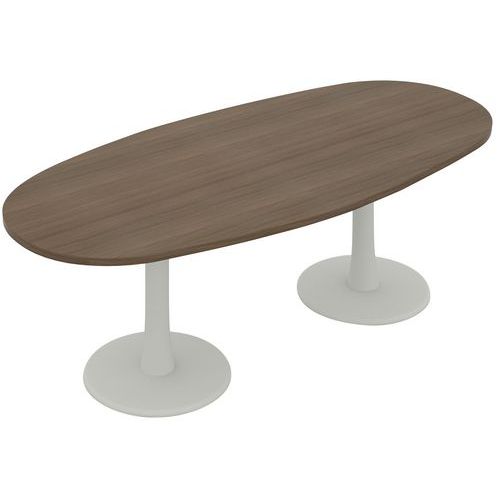 Table Foska Ovale 200 X 110 Cm Plt 9311 Noyer Pièt.blanc