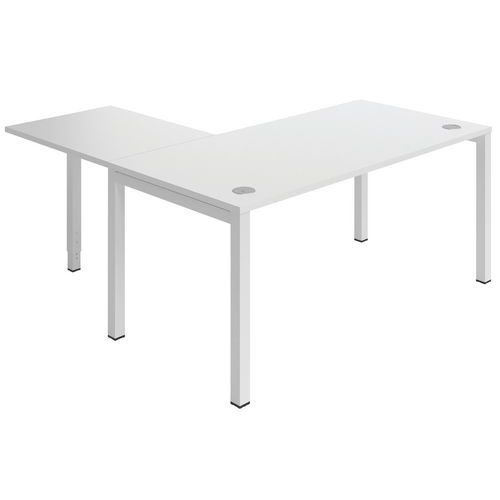 Buronomic - Bureau droit Astro Arche 180x80 + extension 60x80 Blanc/Blanc - 72cm Hauteur - Éco-responsable PEFC