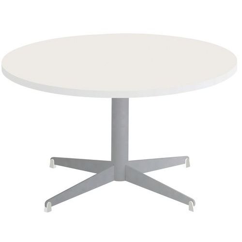 Table Basse Tamaris Ø 80 Pl.blanc/blanc Piet.argent/blanc