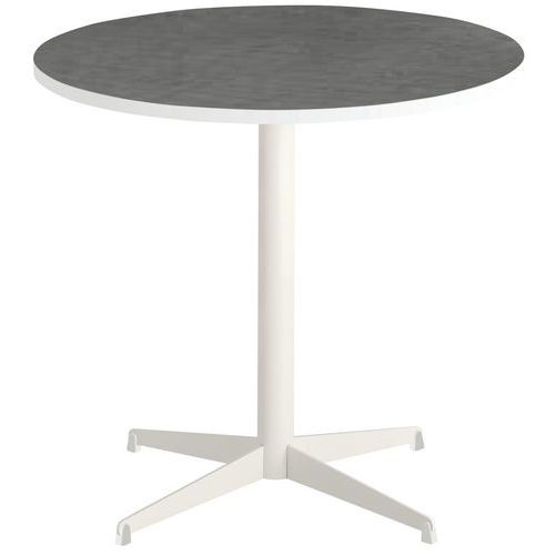 Table Tamaris Ø 80 Pl.métal Brossé/blanc Piet.blanc/blanc