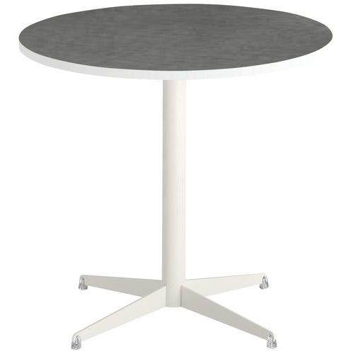 Table Tamaris Ø 80 Pl.métal Brossé/blanc Piet.blanc/argent