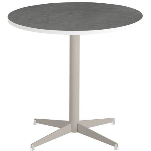 Table Tamaris Ø 80 Pl.métal Brossé/blanc Piet.sable/blanc