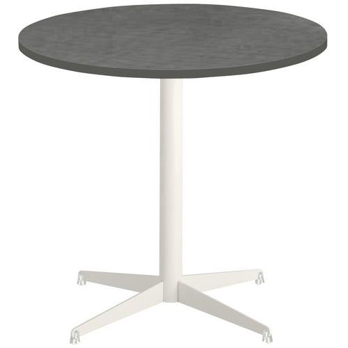 Table Tamaris Ø 80 Pl.métal Brossé/argile Piet.blanc/transp.