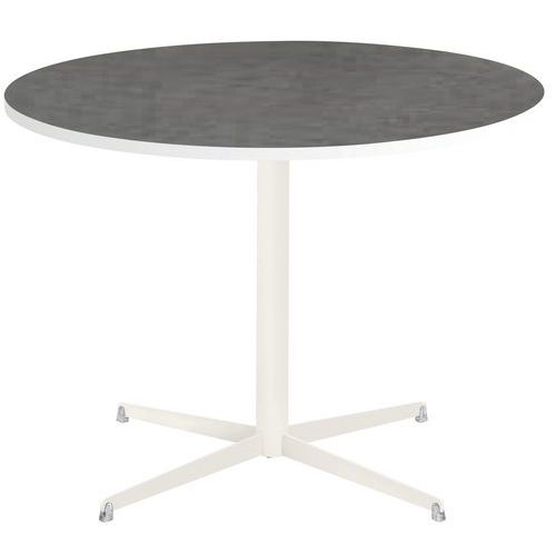 Table Tamaris Ø 100 Pl.métal Brossé/blanc Piet.blanc/argent