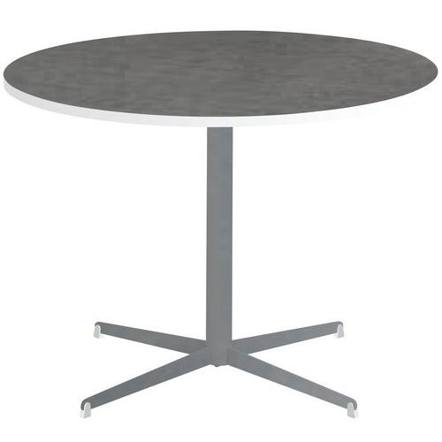 Table Tamaris Ø 100 Pl.métal Brossé/blanc Piet.argent/blanc