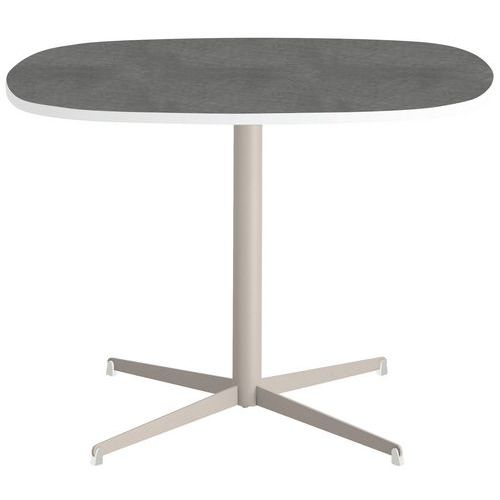 Table Tamaris 100x100 Pl.métal Brossé/blanc Piet.sable/blanc