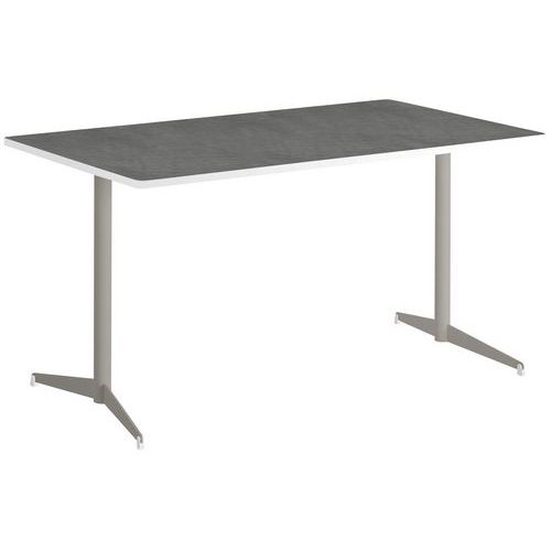 Table Tamaris 120 X80 Pl.métal Brossé/blanc Piet.sable/blanc