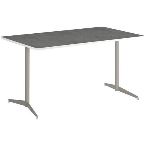 Table Tamaris 120x80 Pl.métal Brossé/blanc Piet.sable/argent