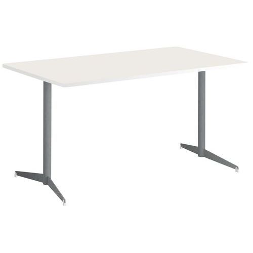Table Tamaris 140 X 80 Pl.blanc/blanc Piet.argent/blanc
