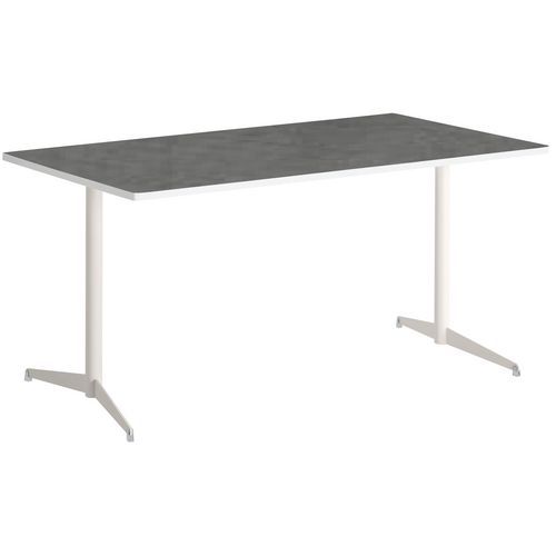 Table Tamaris 180x80 Pl.métal Brossé/blanc Piet.sable/argent