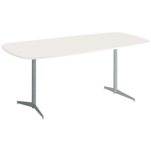 Table Tamaris 190 X 80 Pl.blanc/blanc Piet.argent/argent