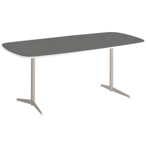 Table Tamaris Pl.métal Brossé/blanc Piet.sable/blanc